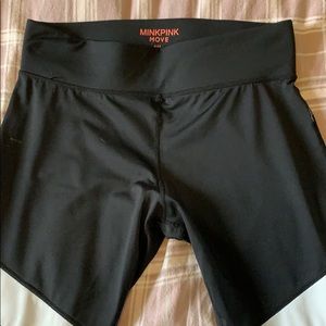 Large leggings, black and white mesh detailing